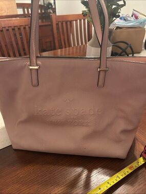 kate spade Dusty Pink Embossed Logo Leather Tote
